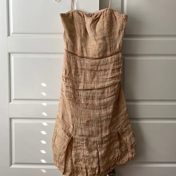 Nicole Miller | Dresses | Nicole Miller Tan Strapless Bubble Cocktail Dress  | Poshmark